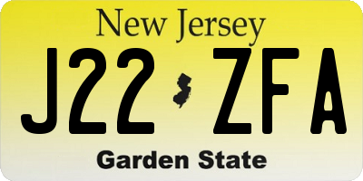 NJ license plate J22ZFA