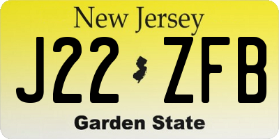 NJ license plate J22ZFB