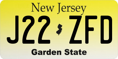 NJ license plate J22ZFD