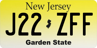 NJ license plate J22ZFF