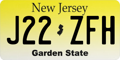 NJ license plate J22ZFH