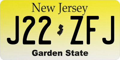 NJ license plate J22ZFJ