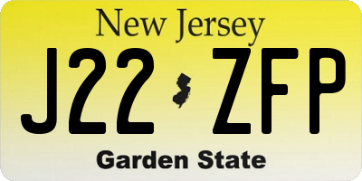 NJ license plate J22ZFP