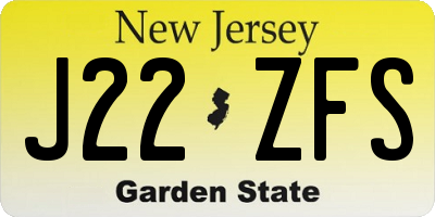 NJ license plate J22ZFS