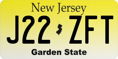 NJ license plate J22ZFT