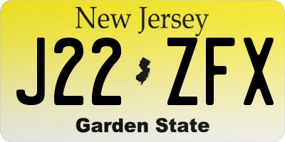NJ license plate J22ZFX
