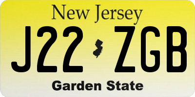 NJ license plate J22ZGB