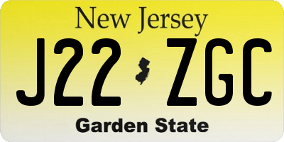 NJ license plate J22ZGC