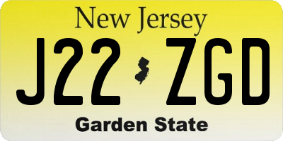 NJ license plate J22ZGD