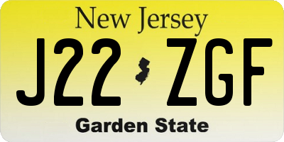 NJ license plate J22ZGF