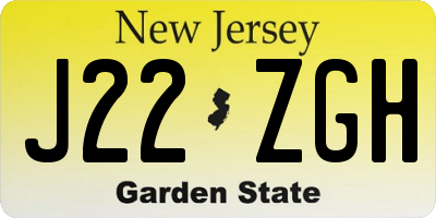 NJ license plate J22ZGH