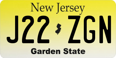 NJ license plate J22ZGN