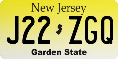 NJ license plate J22ZGQ