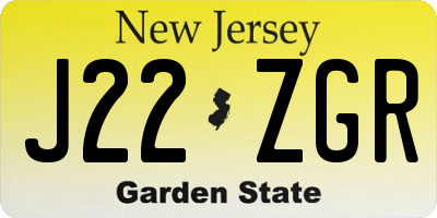 NJ license plate J22ZGR
