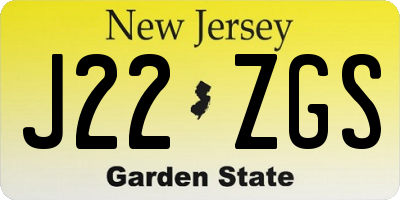 NJ license plate J22ZGS