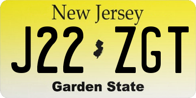 NJ license plate J22ZGT