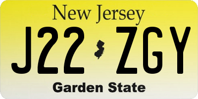 NJ license plate J22ZGY