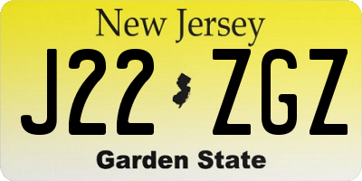 NJ license plate J22ZGZ
