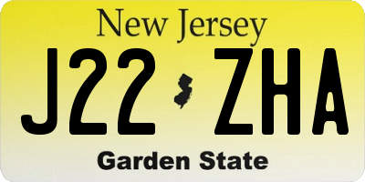 NJ license plate J22ZHA