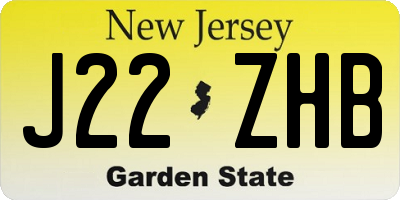 NJ license plate J22ZHB