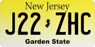 NJ license plate J22ZHC