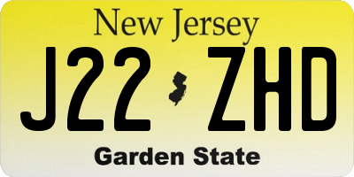 NJ license plate J22ZHD