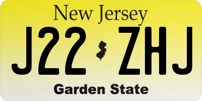 NJ license plate J22ZHJ