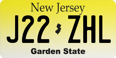 NJ license plate J22ZHL