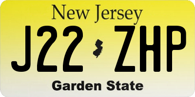 NJ license plate J22ZHP