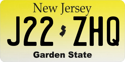 NJ license plate J22ZHQ