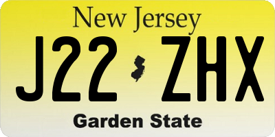 NJ license plate J22ZHX