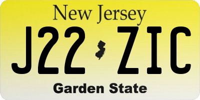 NJ license plate J22ZIC