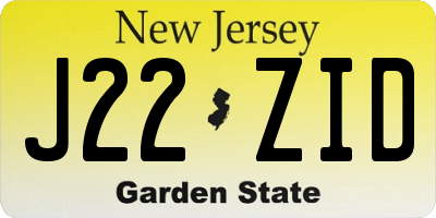 NJ license plate J22ZID