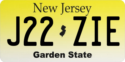 NJ license plate J22ZIE