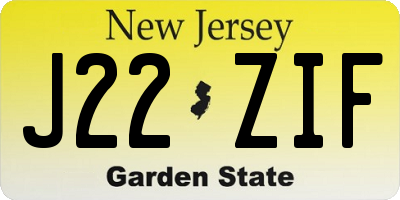 NJ license plate J22ZIF