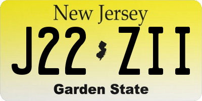 NJ license plate J22ZII