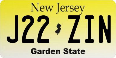 NJ license plate J22ZIN