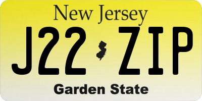 NJ license plate J22ZIP