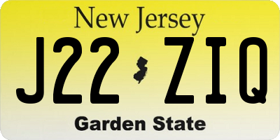 NJ license plate J22ZIQ