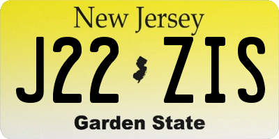 NJ license plate J22ZIS