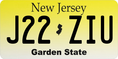 NJ license plate J22ZIU