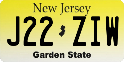 NJ license plate J22ZIW