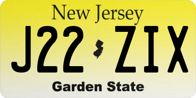 NJ license plate J22ZIX