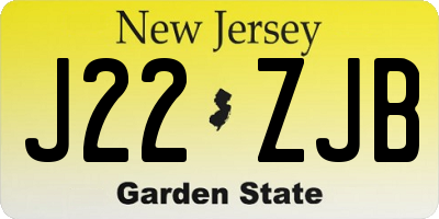 NJ license plate J22ZJB