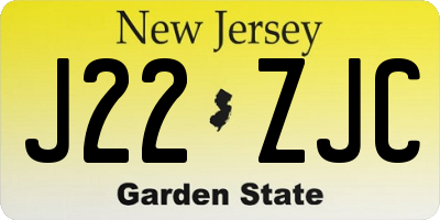 NJ license plate J22ZJC