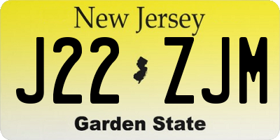 NJ license plate J22ZJM