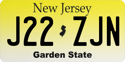 NJ license plate J22ZJN