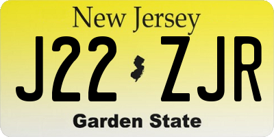NJ license plate J22ZJR