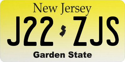 NJ license plate J22ZJS