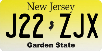 NJ license plate J22ZJX